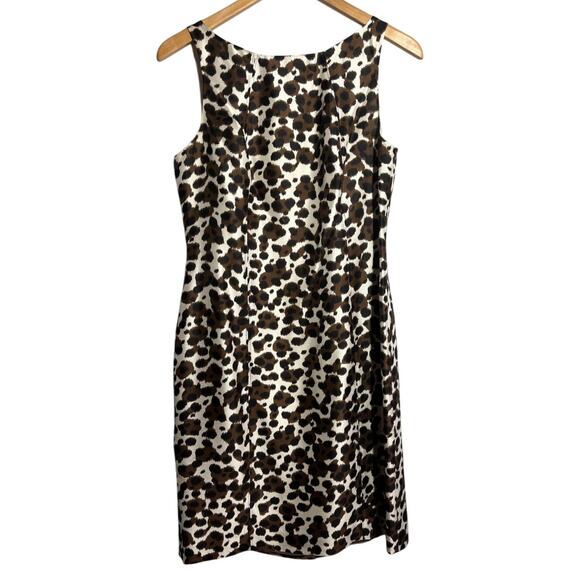 Ann Taylor Women 8P Sleeveless Silk Leopard Print Sheath Knee Length Dress - Picture 1 of 8